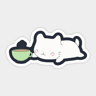 Funny Coffee Cat T-Shirt Sticker